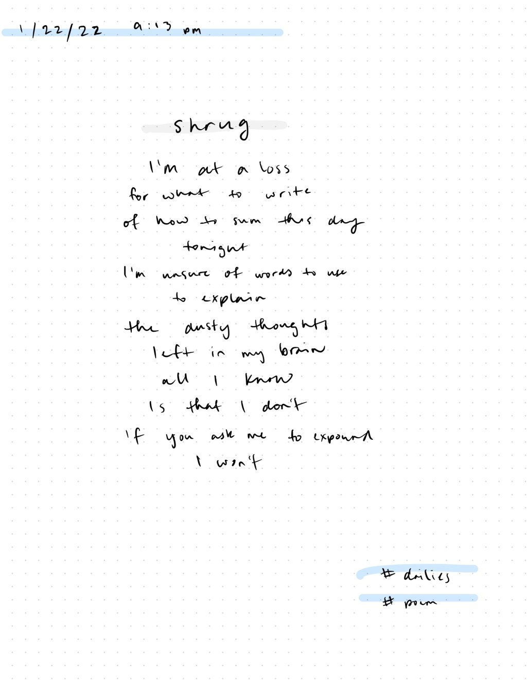 Shrug / Dailies /&nbsp;1.22.22