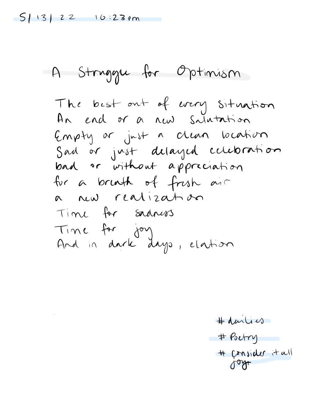 A struggle for Optimism/ Dailies /&nbsp;5.13.22