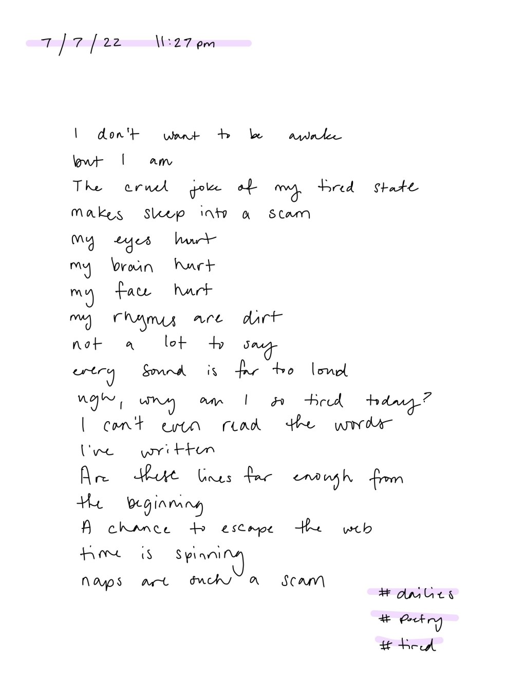 Late day nap / Dailies /&nbsp;7.7.22